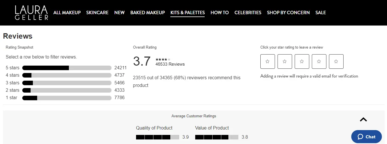 Customer Reviews in product page