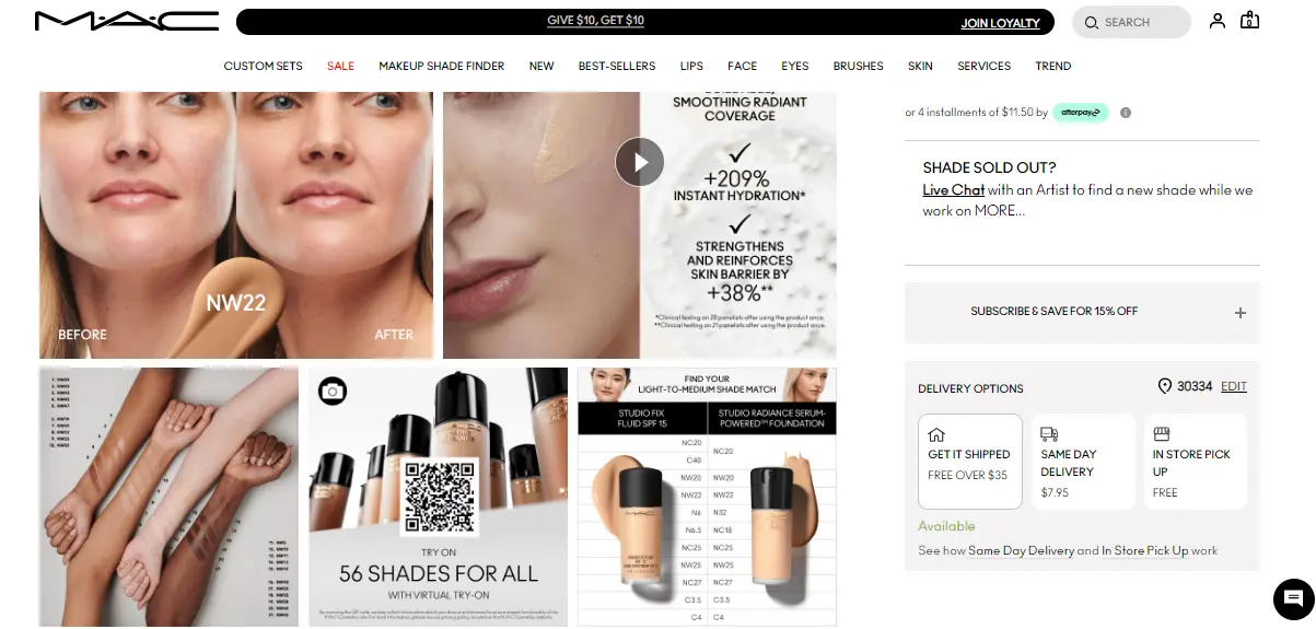 High-Quality Visuals in product page